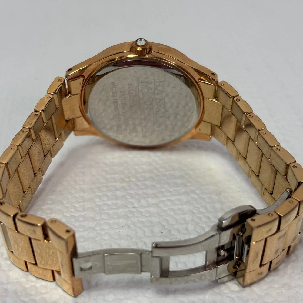 Badgley Mischka Gold Tone Women's Watch‎ Swarovski Crystal Bezel BA1208